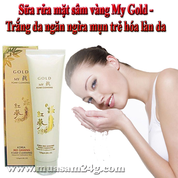 Sữa rửa mặt trắng da sâm vàng my gold Hàn Quốc giúp loại bỏ các thành phần oxy hóa có hại cho da, làm sạch và dưỡng ẩm da một cách hiệu quả, tạo lớp bảo vệ da trước các biến đổi của môi trường.